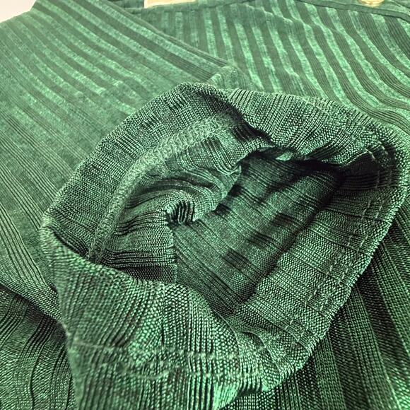 Michael Kors Women's Size S Short Sleeve Shirt Gold Button Ribbed Emerald Green - Picture 14 of 16